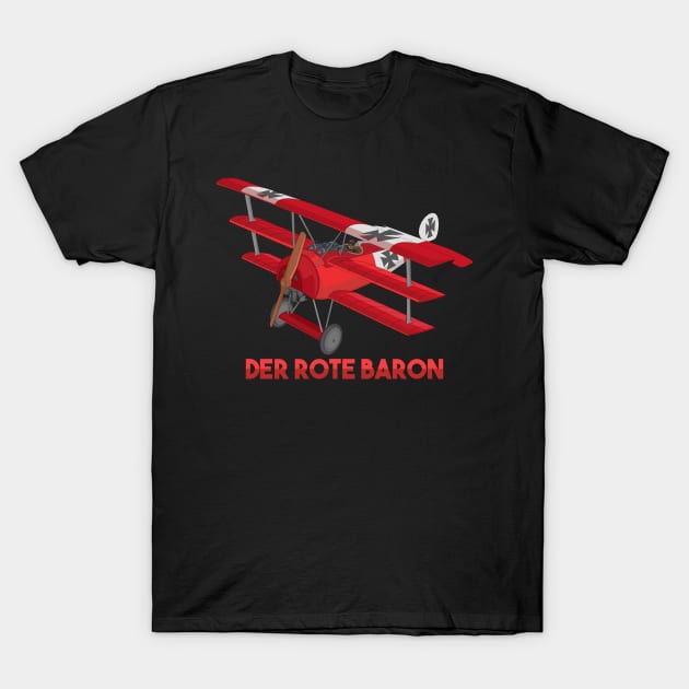 Red Baron Flying Fokker DR1 Triplane WWI Fighter Plane Diagram Gift T-Shirt by Battlefields